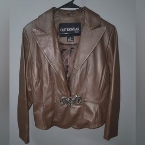 Outerwear by Lisa Metallic Brown Blazer